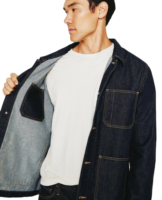 Custom Men Workwear Multi-Patch Pockets Chore Jacket Denim Jacket Black Men